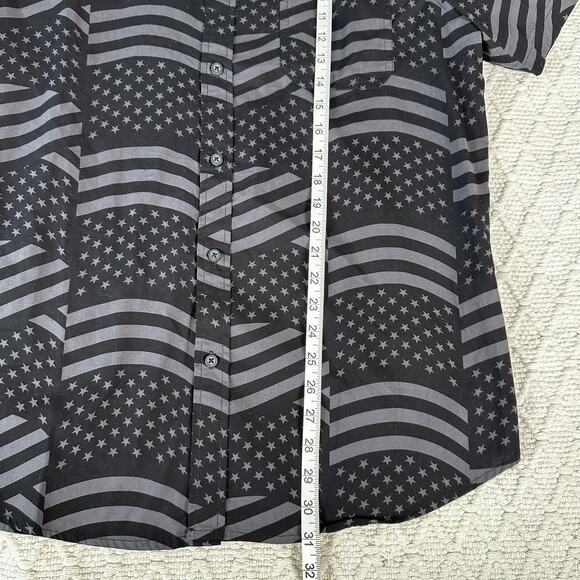 Matix Men's XL Black Gray American Flag Button Up Short Sleeve Shirt NWT - Picture 5 of 7